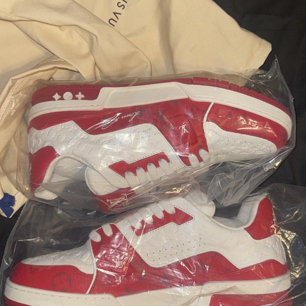 Louis Vuitton Red and White Sneakers Retro-Inspired Design